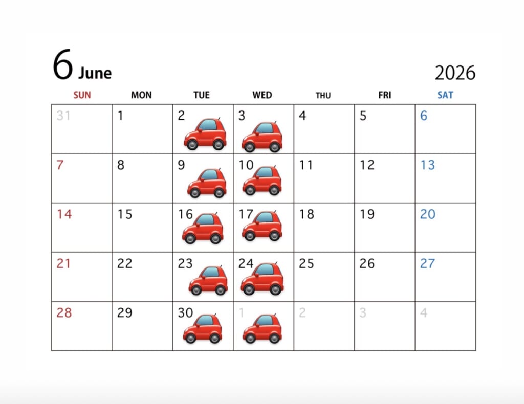 6月休店日